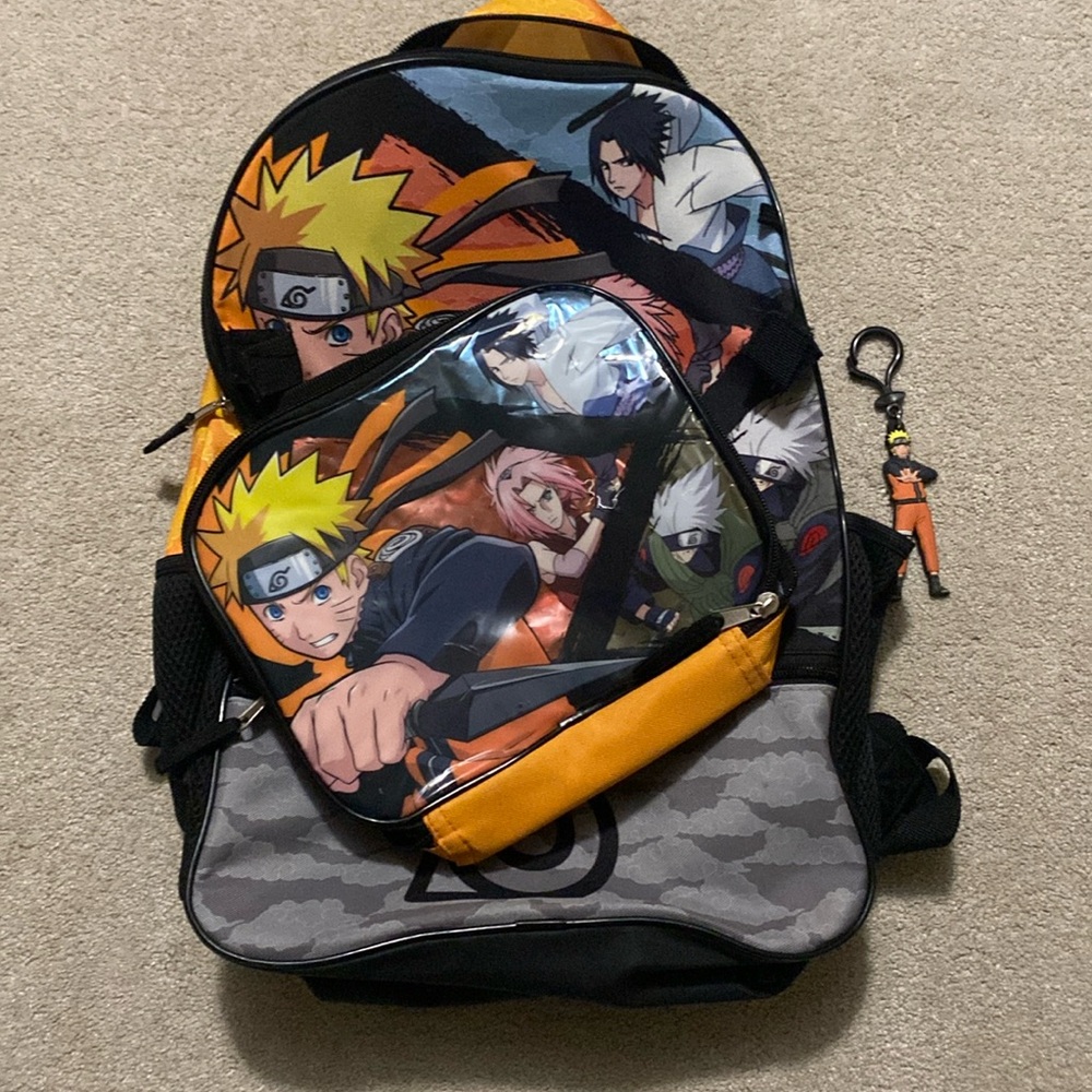 Naruto backpack with lunch bag & naruto keychain